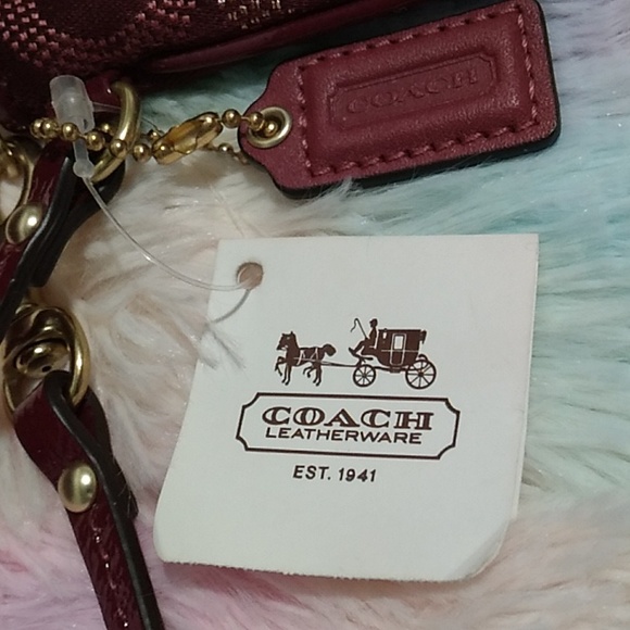 SALE! Auth Coach Sophia Mad Dotted Art Dark Red/Gold Bag & NWT Wristlet Bundle - Picture 7 of 16